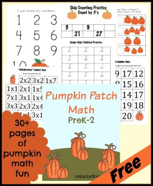 FREE Pumpkin Patch Math Printables PreK-2