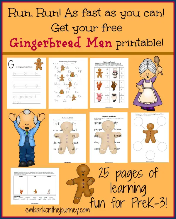 Gingerbread Man Story Printables, Crafts and Ideas Homeschool Giveaways