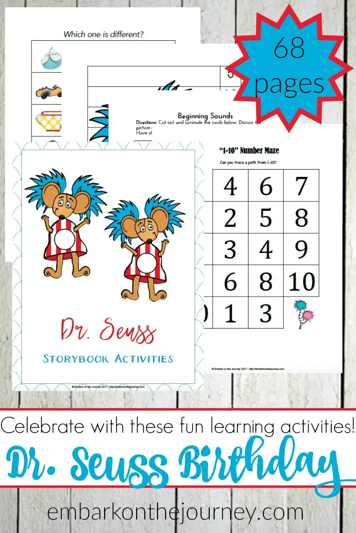 March 2 is Dr. Seuss birthday! Celebrate with these Dr. Seuss birthday activities and printables for preschoolers and young learners. | @homeschljourney