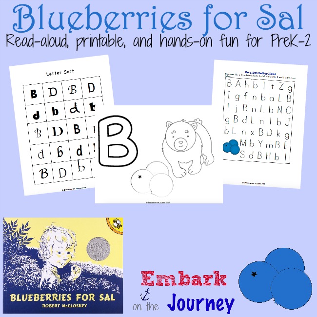 Blueberries for Sal: A read-aloud, a new printables, and fun hands-on activities! | embarkonthejourney.com