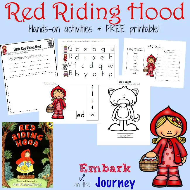 Here's a fun collection of Little Red Riding Hood hands-on activities and a fun new printable for the K-2 crowd! | embarkonthejourney.com