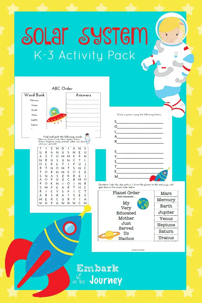 Solar System Unit Study and FREE Printable K-3 Activity Pack