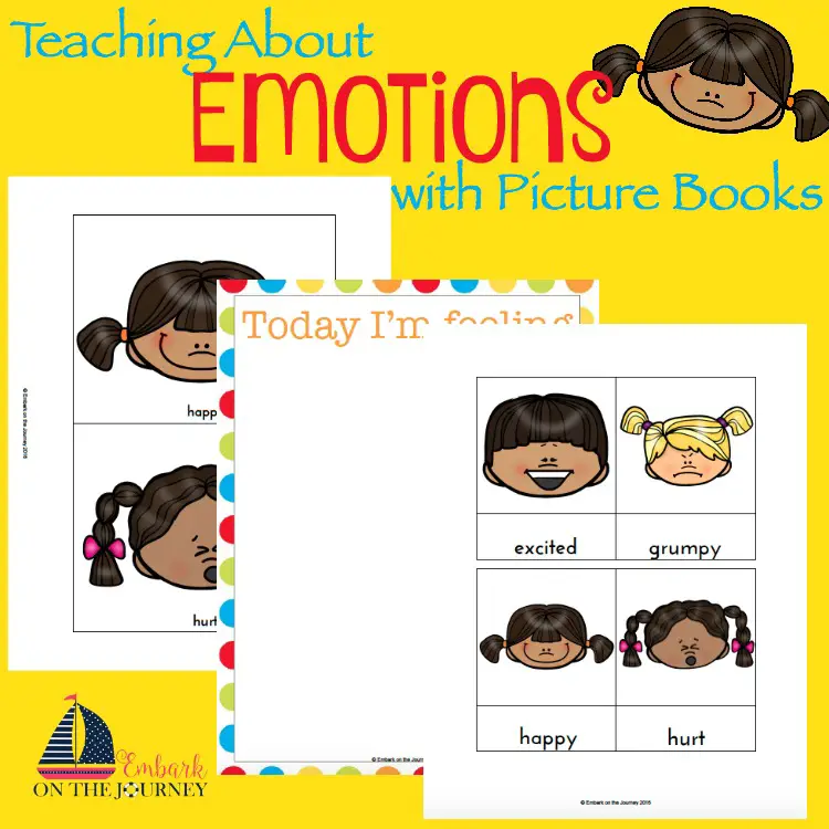 Oftentimes, little ones have a hard time expressing their emotions. Using picture books and my free printables, you can facilitate some wonderful conversations with your little ones about how they're feeling. | embarkonthejourney.com