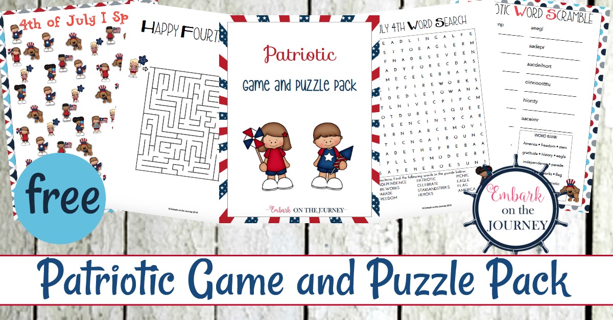 Printable Patriotic Games and Puzzles Pack for Kids