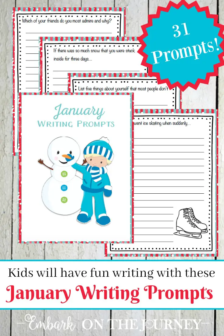 Printable January Writing Prompts for Kids