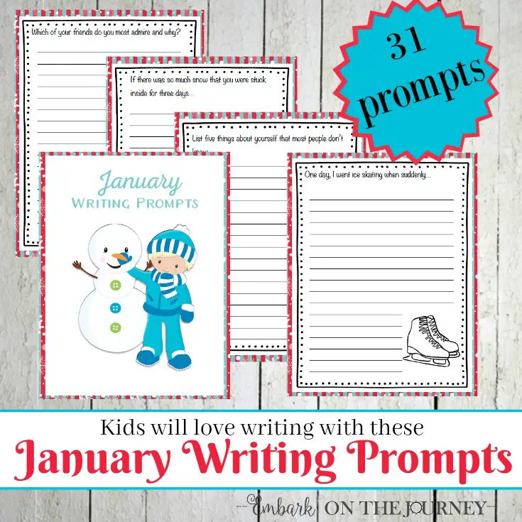 Printable January Writing Prompts for Kids