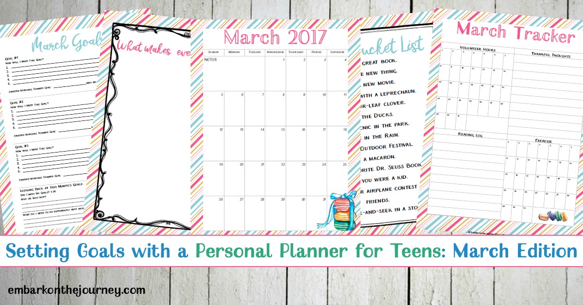 Setting Goals with a Personal Planner for Teens: March Edition