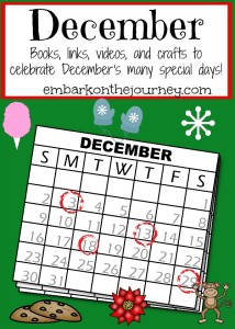 Celebrate more than Christmas in December. Check out this list of books, links, videos, crafts and more to celebrate all month long! | embarkonthejourney.com