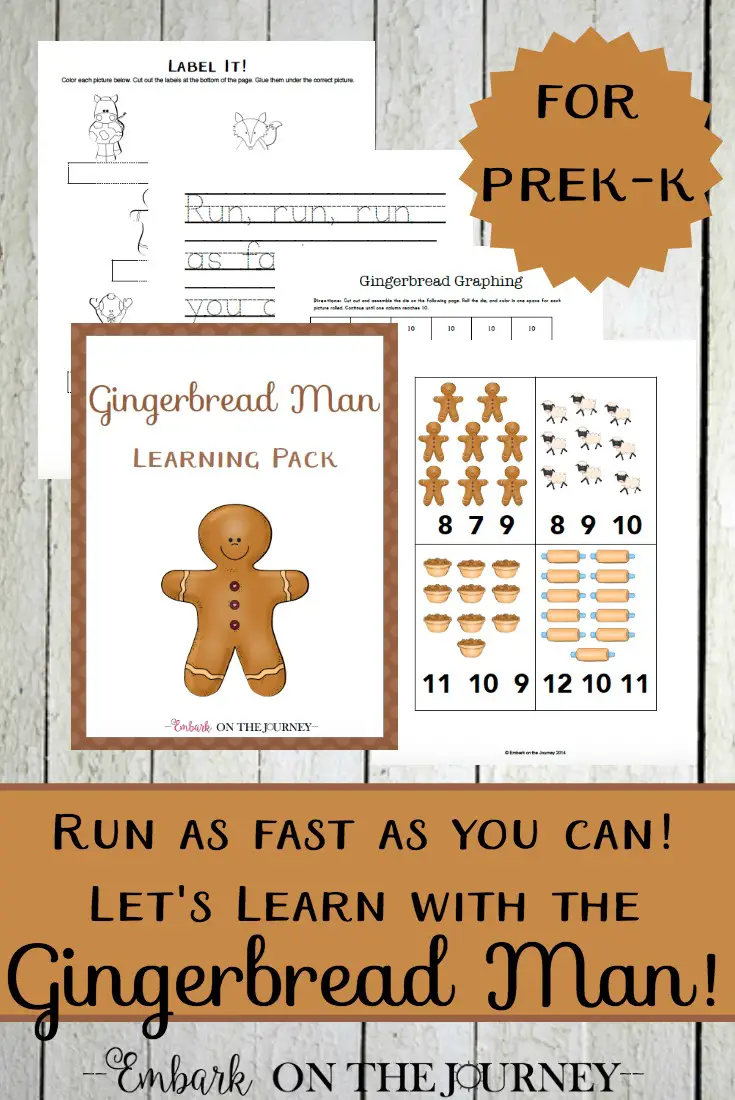 Run, run as fast as you can! Spend Christmas teaching with the Gingerbread man! Come get your fun 30-page download and discover fun hands-on activities you can do with your kids! | embarkonthejourney.com