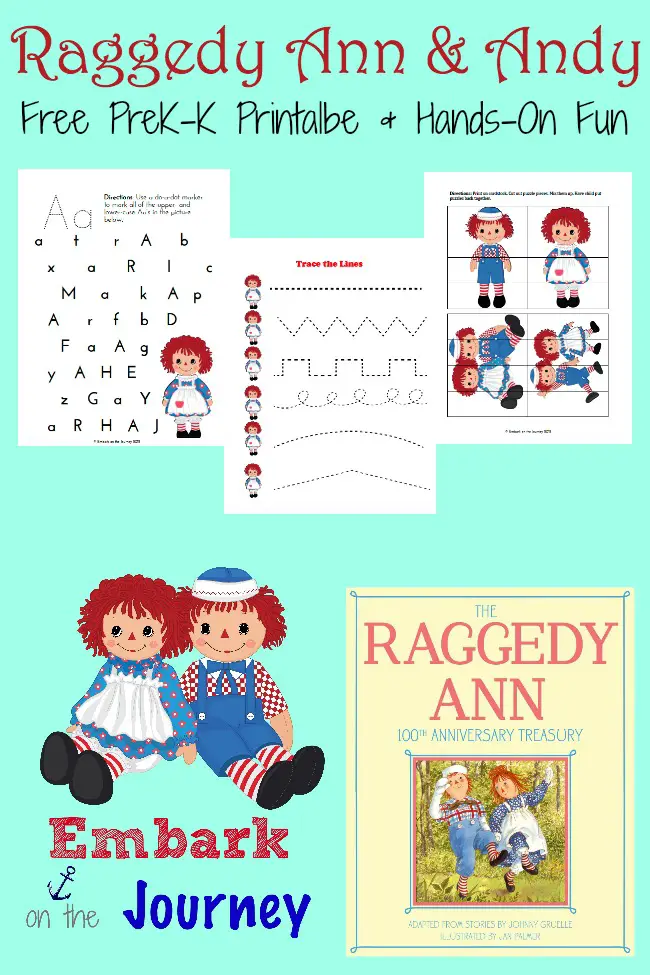 A collection of hands-on Raggedy Ann & Andy activities and a FREE PreK-K printable. | embarkonthejourney.com