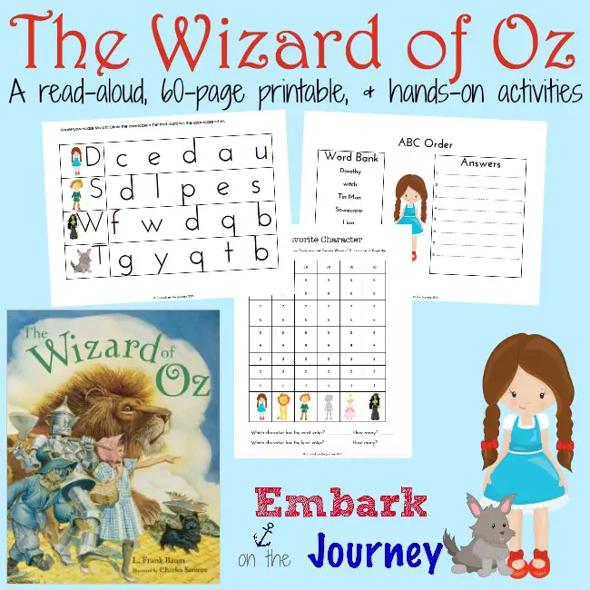 Wizard of Oz read-aloud, FREE 60-page printable, and hands-on fun! | embarkonthejourney.com