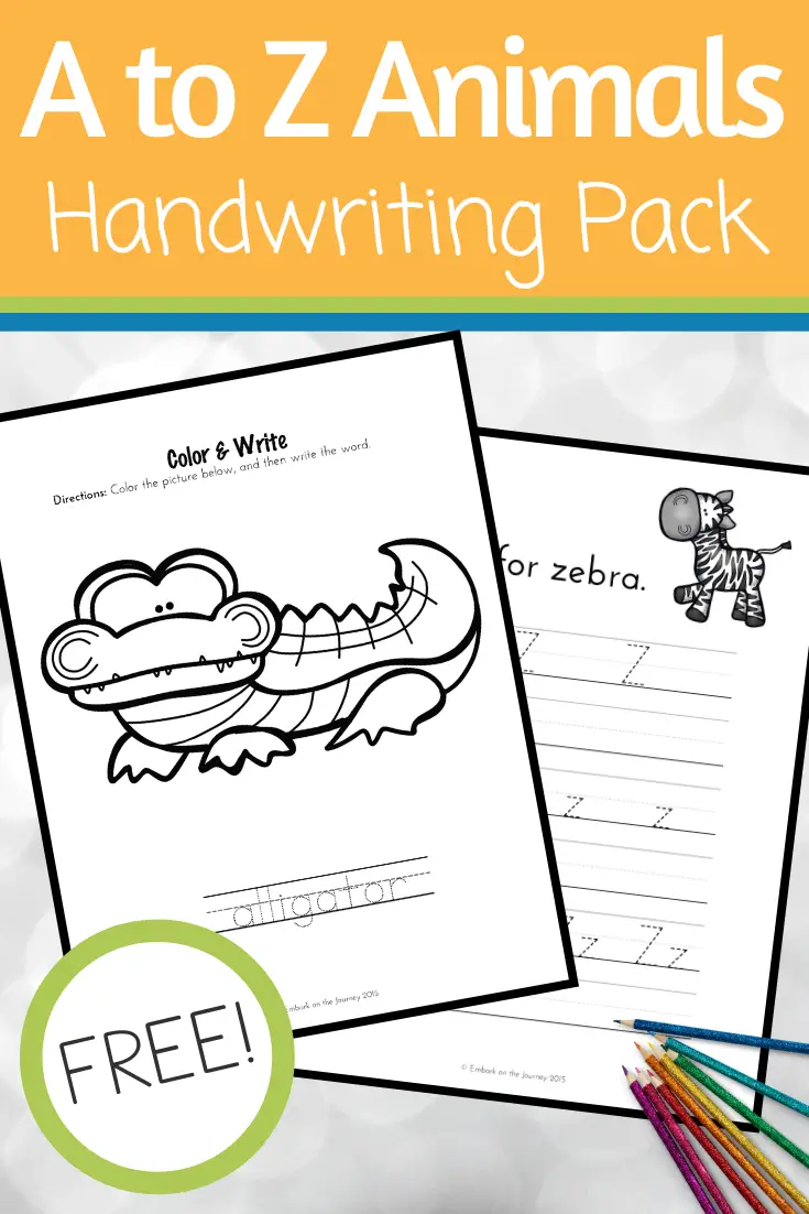 It's so much fun to practice handwriting with these A to Z animal handwriting pages! Color, trace, and write!