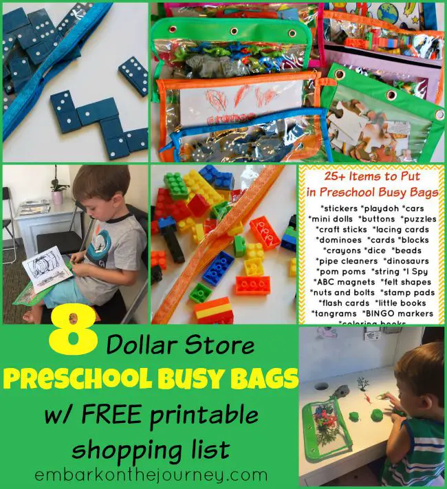 8 Dollar Store Busy Bags for Preschoolers