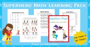 Your little learners will love this 52-page Super Hero Math freebie for grades PreK-2! | embarkonthejourney.com