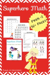 Your little learners will love this 52-page Super Hero Math freebie for grades PreK-2! | embarkonthejourney.com