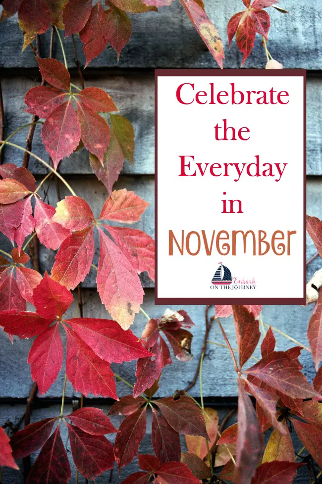 There's more to November than just Thanksgiving. Here's a list of fun ways to celebrate every day in November. | embarkonthejourney.com