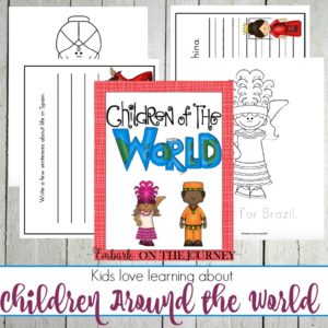 Introduce your kids to children around the world with this 76-page coloring and writing pack! | embarkonthejourney.com