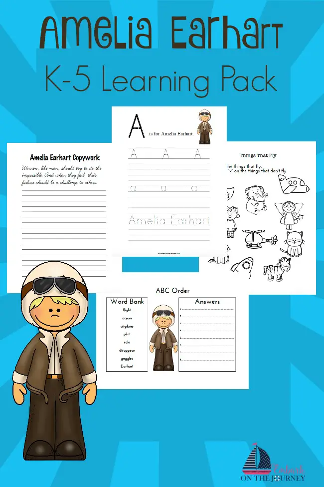 Celebrate National Aviation Month with this free K-5 Amelia Earhart learning pack. | embarkonthejourney.com