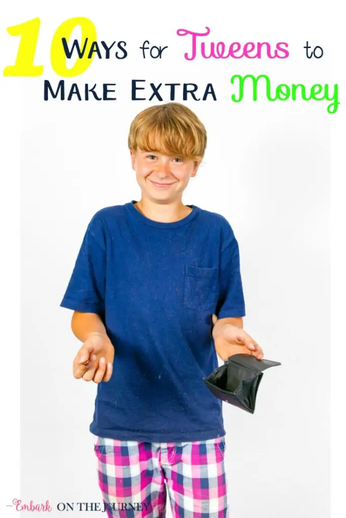 Tweens can learn responsibility and money management by earning their own money. While they can't go out and get a "real" job, there are plenty of ways they can earn money close to home. Together with my tween, we've compiled a list of ten ways tweens can make money. | embarkonthejourney.com