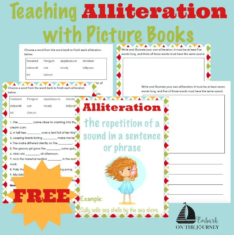 Teaching your students alliteration can be lots of fun with this book list and free printable pack. | embarkonthejourney.com