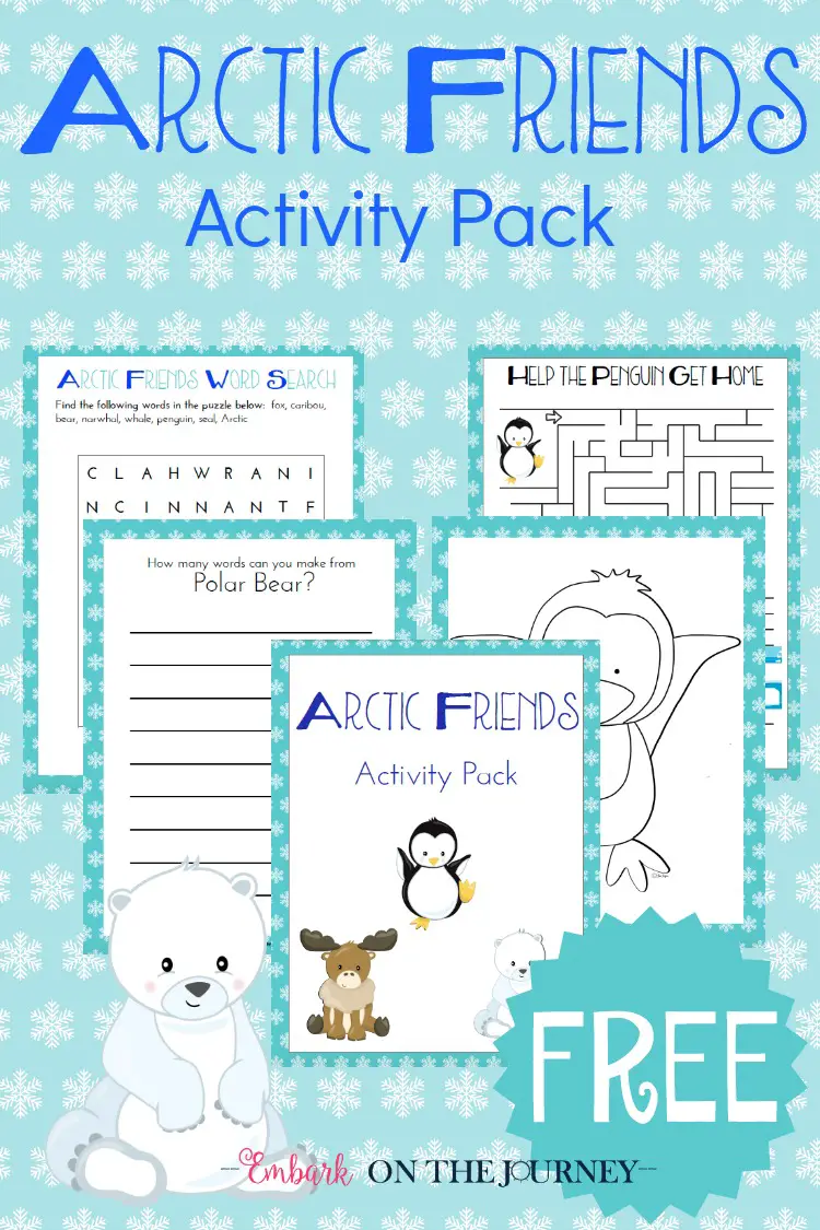 Add a little fun to your wintertime homeschool lessons with this free Arctic Friends activity pack. | embarkonthejourney.com