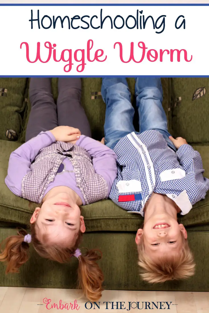 Many young kids can't sit still for an entire school day. Homeschoolers have the freedom to let their kids move about to refresh and refocus. Here are some tips on how to homeschool a wiggle worm - from a mom who's been there! | embarkonthejourney.com