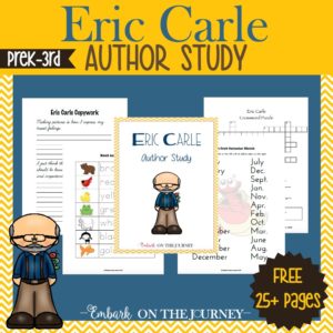 Here's a fun collection of hands-on activities and a FREE 28-page printable to facilitate an Eric Carle Author Study with your K-3 readers. | embarkonthejourney.com