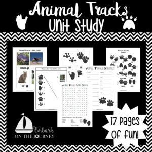 Get your kids outside and explore nature with this fun Animal Tracks Unit Study! This study contains a fun video, book list, hands-on activities, and a 17-page printable! | embarkonthejourney.com