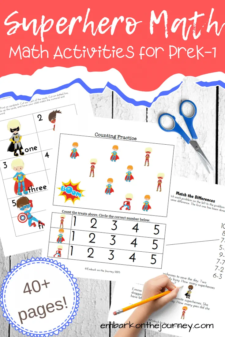You'll save the day with these fun superhero math activities for kids in grades K-3! Pages focus on numbers, counting, addition, and subtraction.
