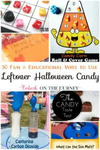 You have to check out these awesome ideas! 30 fun and educational ways to use leftover Halloween candy! Math, science, crafts, and more! | embarkonthejourney.com