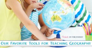 When teaching geography in my homeschool, there are a few tools I like to keep on hand. Many of these tools are ones I've had on my shelves throughout my sixteen year homeschool journey. What would you add to the list? | embarkonthejourney.com