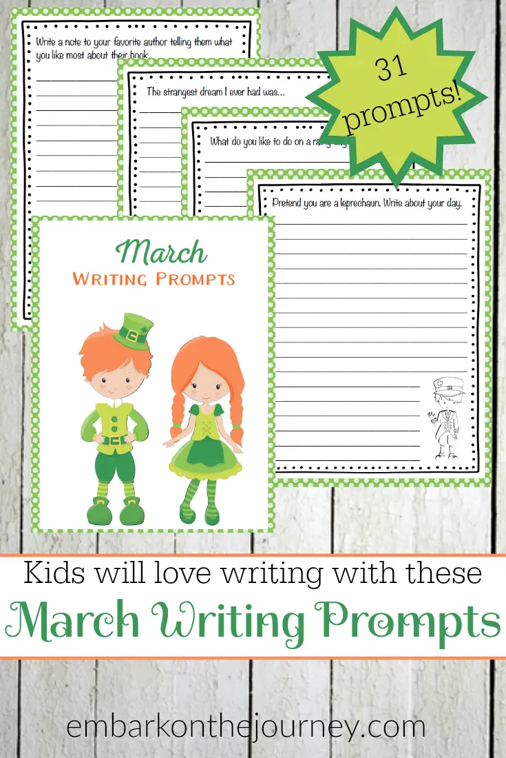 Printable March Writing Prompts for Elementary Students