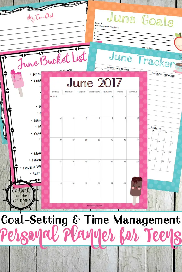 Summer's almost here! Help your teens stay organized with a personal planner for teens. This one has calendars, goal trackers, journal prompts, and more!