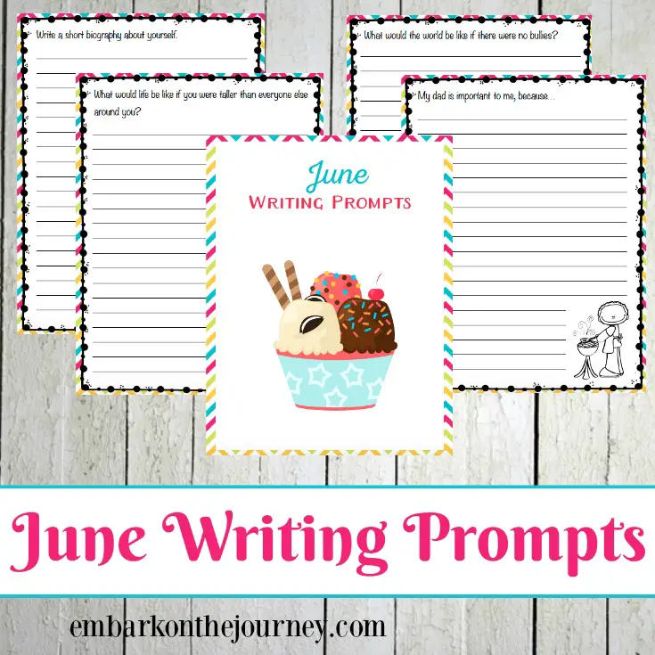 30 elementary writing prompts for June! Kick off your summer and prevent brain-drain with these printable writing prompts.
