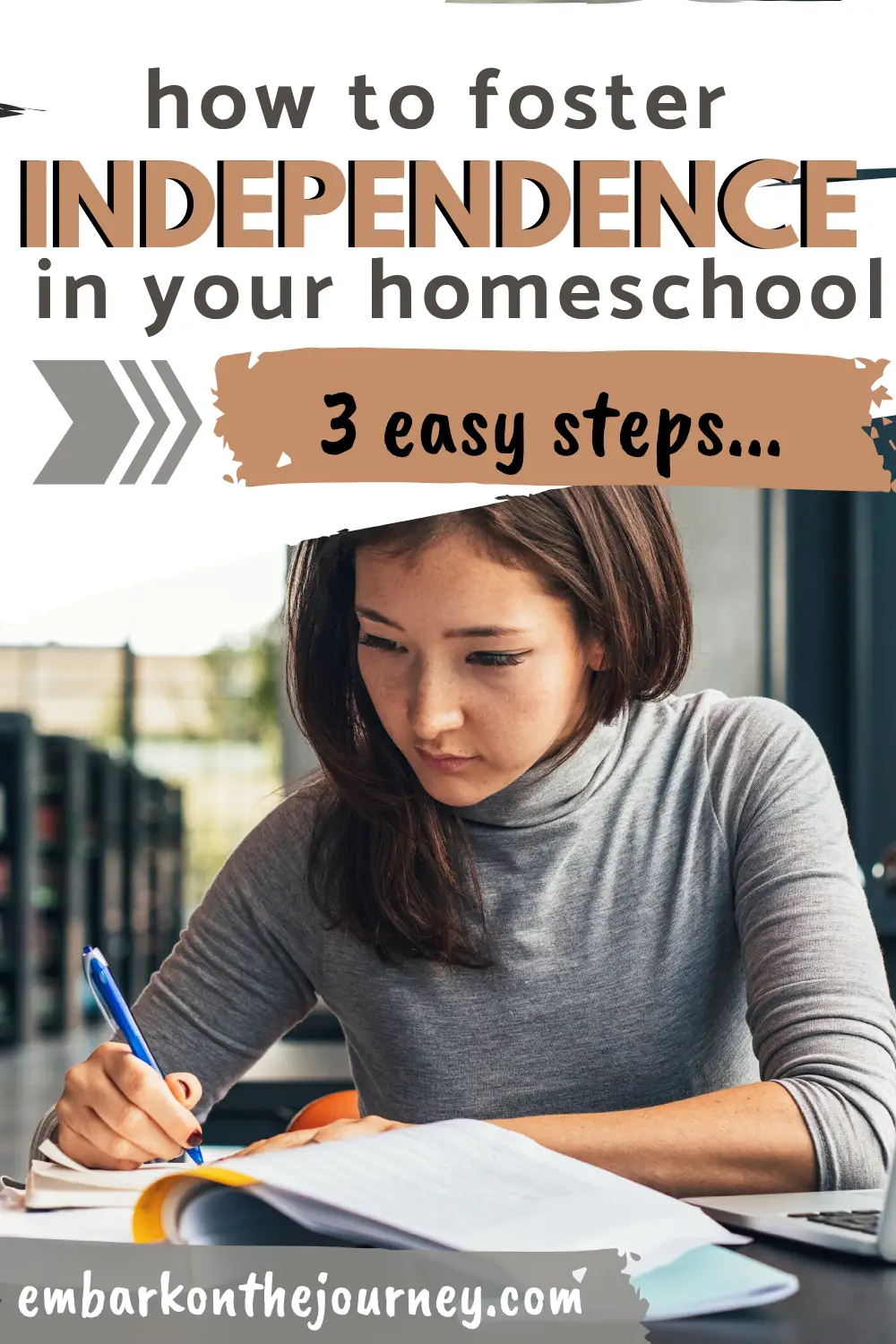 Help foster independence in your homeschool! Here are three easy steps you can implement to train your homeschoolers to learn independently. 