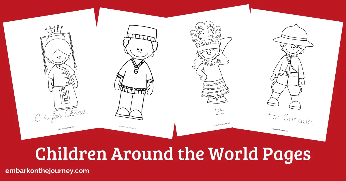 Introduce your children to other cultures with this FREE 75-page Children Around the World printable pack. It includes coloring and writing pages.