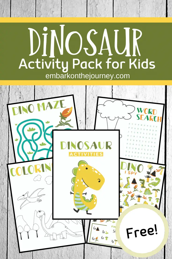 Download and print this fun dinosaur activity pack! It's perfect for quiet time, on-the-go, or anytime! Kids ages 4-8 will love it!