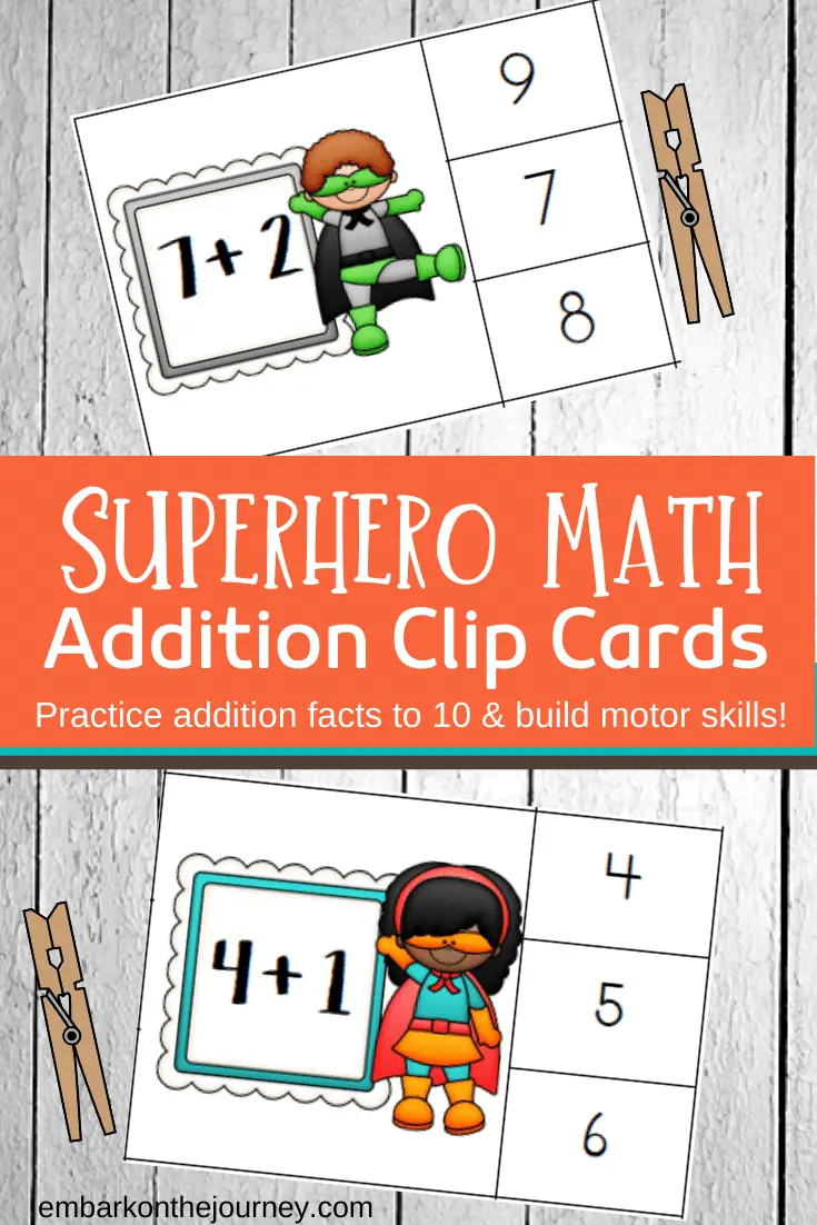 Your kids can master addition facts with these superhero math cards! These clip cards will help little learners master addition within ten.