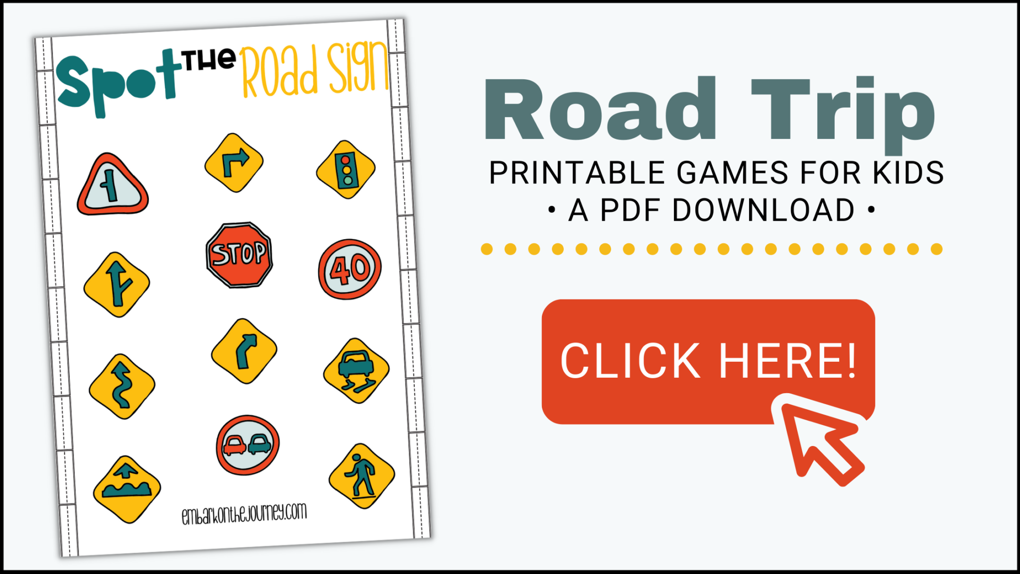 4 printable road trip printables for kids of all ages